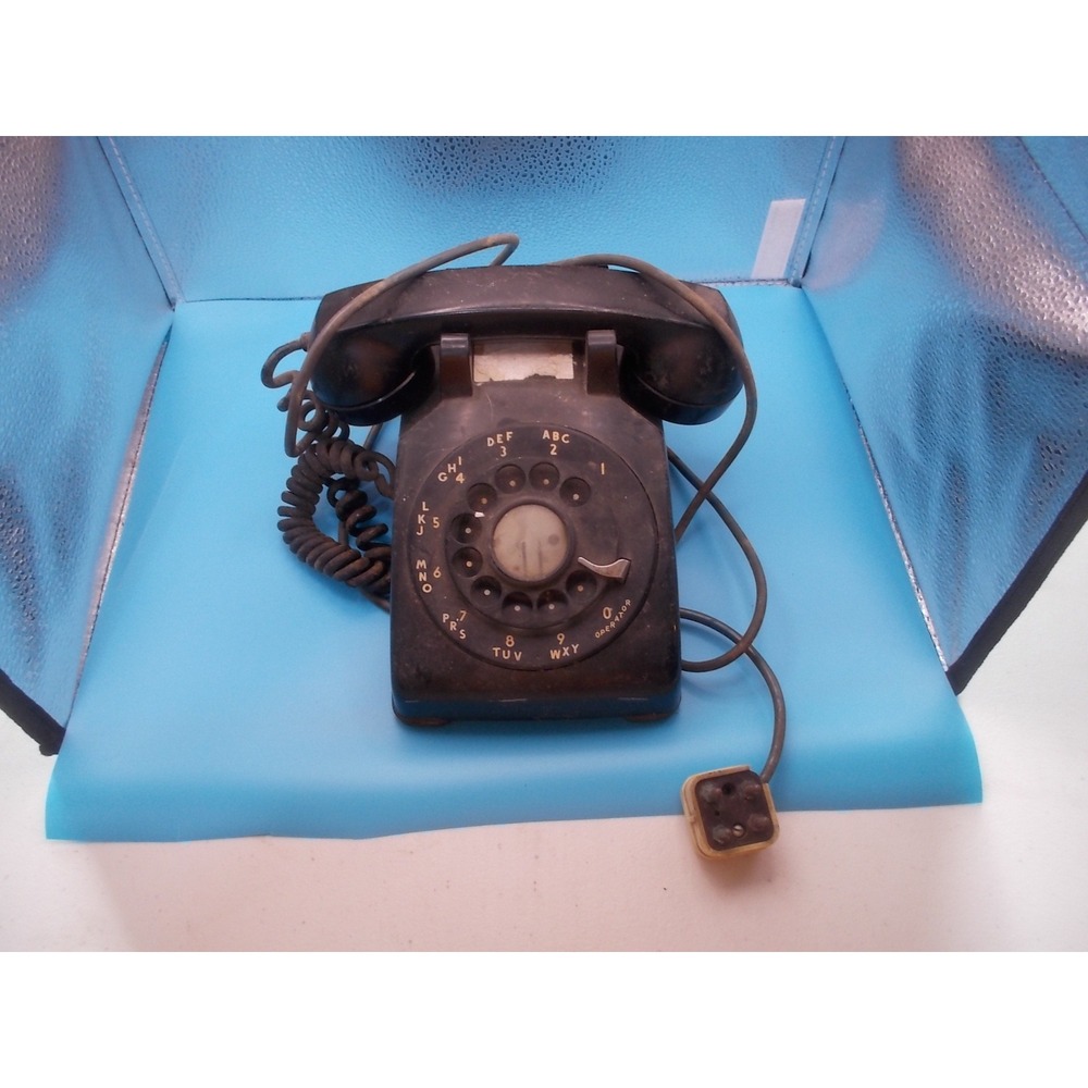 Vintage Black Rotary Dial Telephone Antique Mid-Century Desk Phone Prop